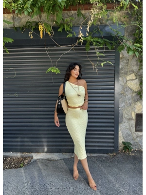 Sarı Midiboy Bürümcük Etek Takım