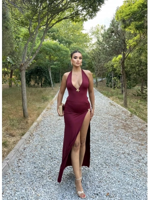 Bordo Deniz Yıldızı Aksesuar Bodysuit Ve Etek Takım