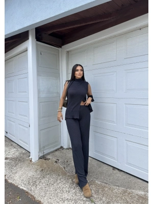 Antrasit Fularlı İkili Takım