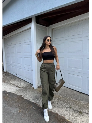 Haki Paraşüt Kargo Cep Pantolon