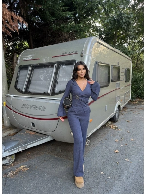 Lacivert Kruvaze Yaka Tokalı Alt Üst Takım