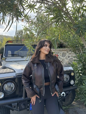 Kahverengi Kemer Detay Mont