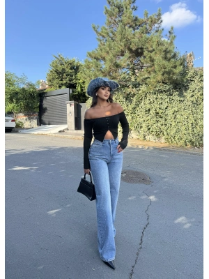 Mavi Taşlı Palazzo Pantolon