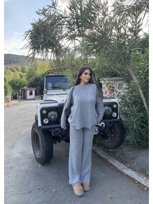 Gri Oversize Triko Alt Üst Takım