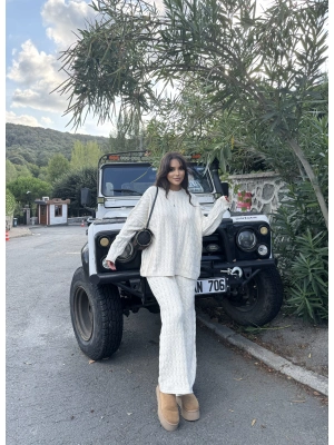 Bej Oversize Triko Alt Üst Takım