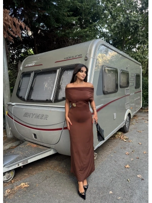 Kahverengi Uzun Tokalı Madonna Elbise