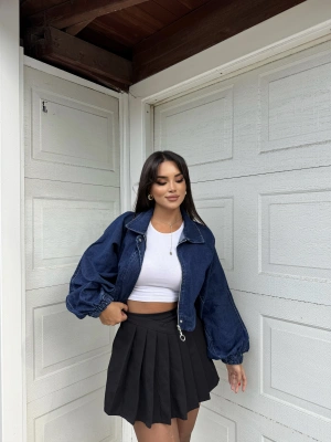 Koyu Mavi Balon Kol Kot Ceket