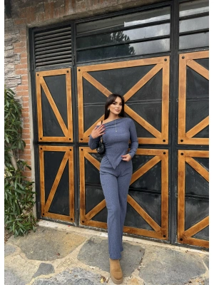 Lacivert Asimetrik Alt Üst Takım