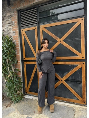 Antrasit Asimetrik Alt Üst Takım