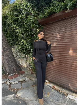 Antrasit Fularlı Asimetrik İkili Takım