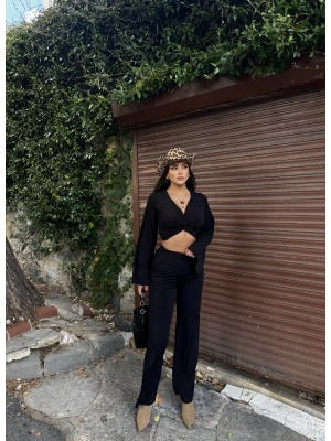 Siyah Burgu Detay İkili Takım