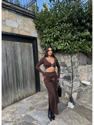 Kahverengi Toka Detay Etek Takım
