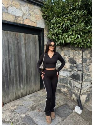 Siyah Şeritli Tayt Pantolon