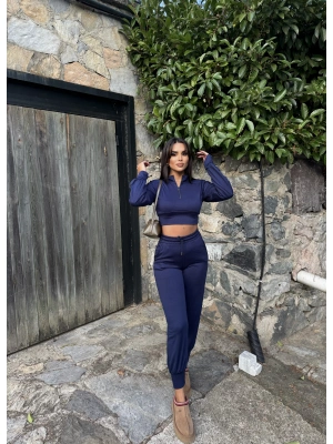 Lacivert Modal Fermuarlı Takım