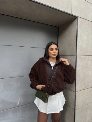 Acı Kahve Oversize Peluş Mont