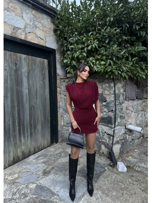 Bordo Vatkalı Zra Model Elbise