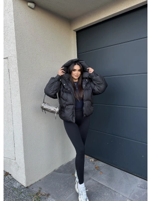 Siyah Oversize Premium Şişme Mont