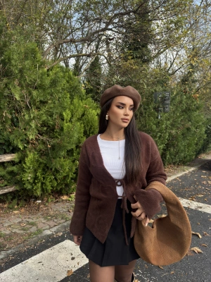 Kahverengi Bağlamalı Yumoş Kazak