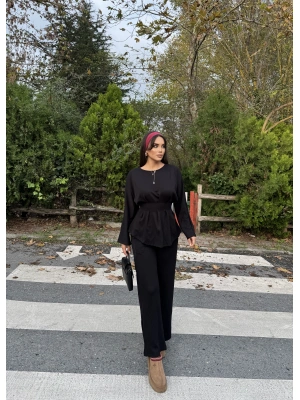 Siyah Modal Pileli Salaş Takım