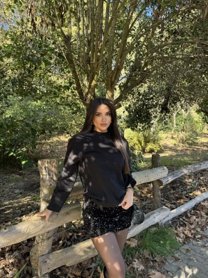 Siyah Payetli Şort Etek