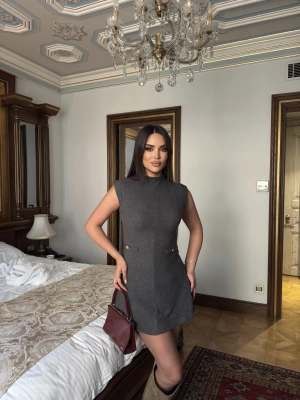 Antrasit Yumoş Triko Elbise