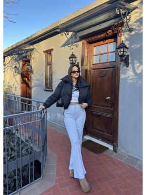 Gri Bağcıklı Tayt Pantolon