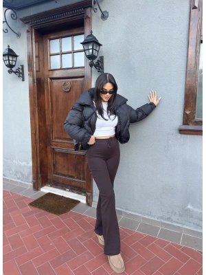 Kahverengi Bağcıklı Tayt Pantolon