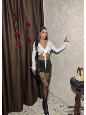 Yeşil Payetlli Şort Etek