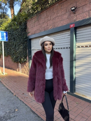 Bordo Uzun Premium Kürk
