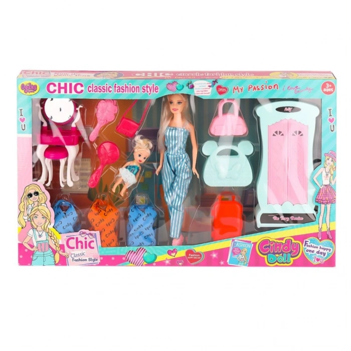02259 Cindy Doll Dolaplı Bebek Oyun Seti -Oyuncak