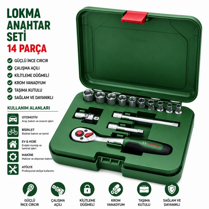 1/4 inç 14 Parça Lokma Takımı - Çantalı