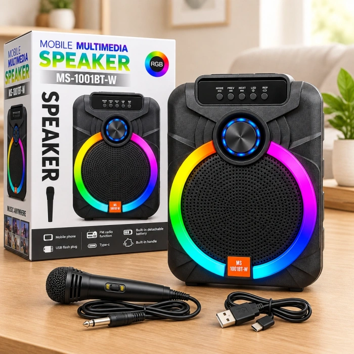 10 Karaoke Bluetooth Hoparlör (Mikrofonlu, Şarjlı, RGB)