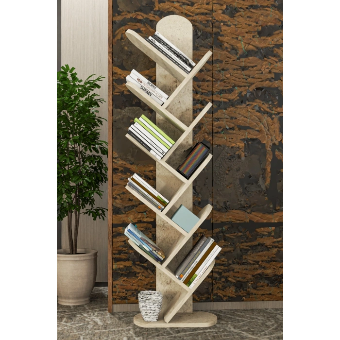 10 Raflı Kitaplık Ekru 147 cm