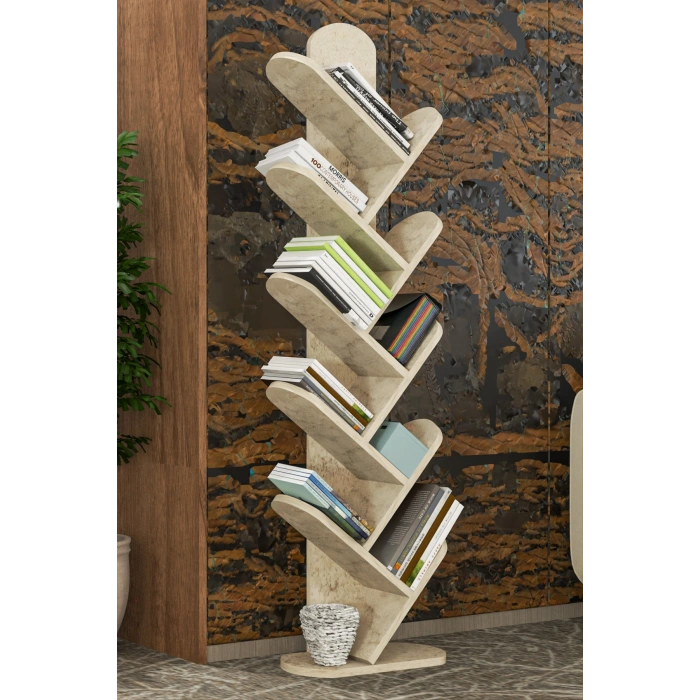 10 Raflı Kitaplık Ekru 147 cm