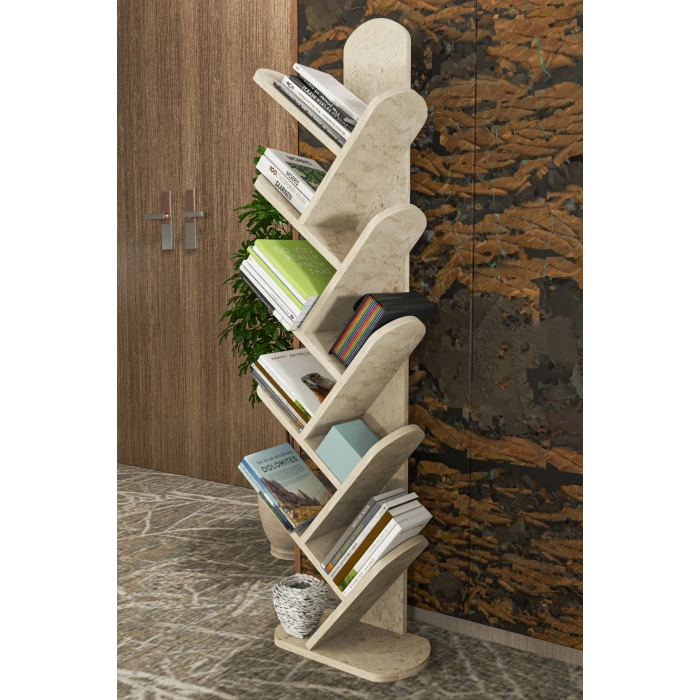 10 Raflı Kitaplık Ekru 147 cm