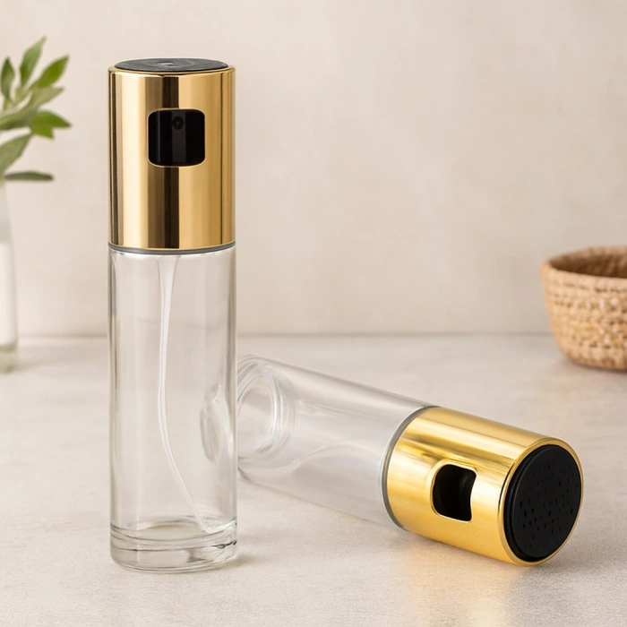 100 ml Cam Yağdanlık Sprey Şişe (İnce Uzun, Krom Başlık)