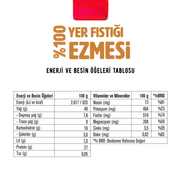%100 Yer Fıstığı Ezmesi 315 Gr