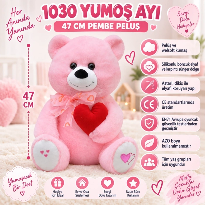 1030 YUMOŞ AYI 47 CM PEMBE PELUŞ