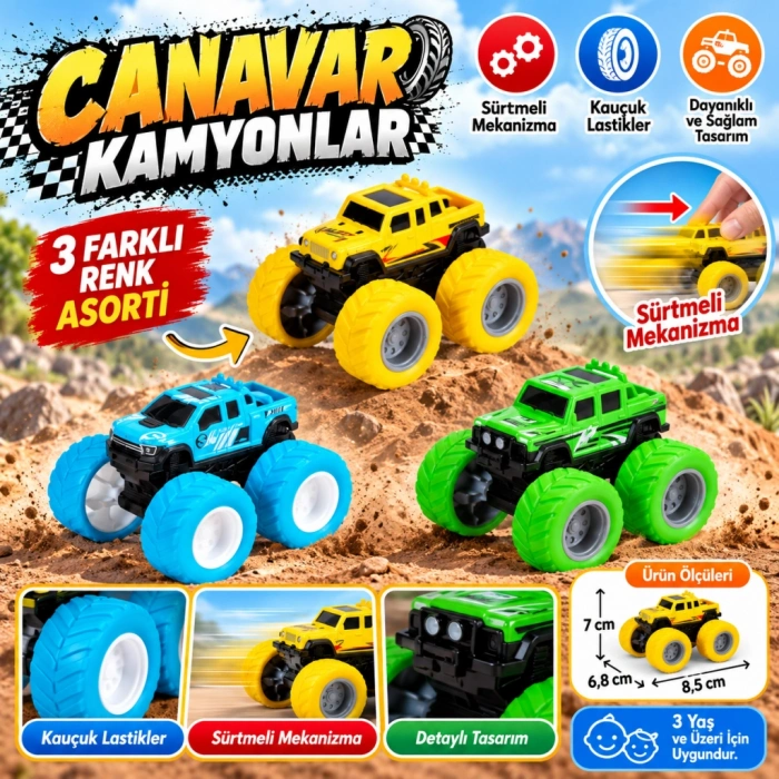 203761002 Monster Trucks 3-asst