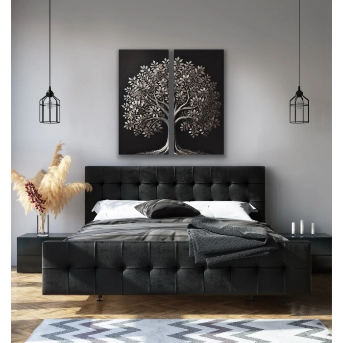 2li Eskitme Krom Ağaç Kanvas Tablo 60x120cm x2