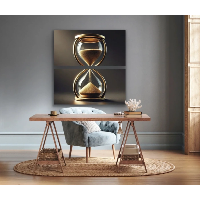 2li Kum Saati Kanvas Tablo 60x120cm x2
