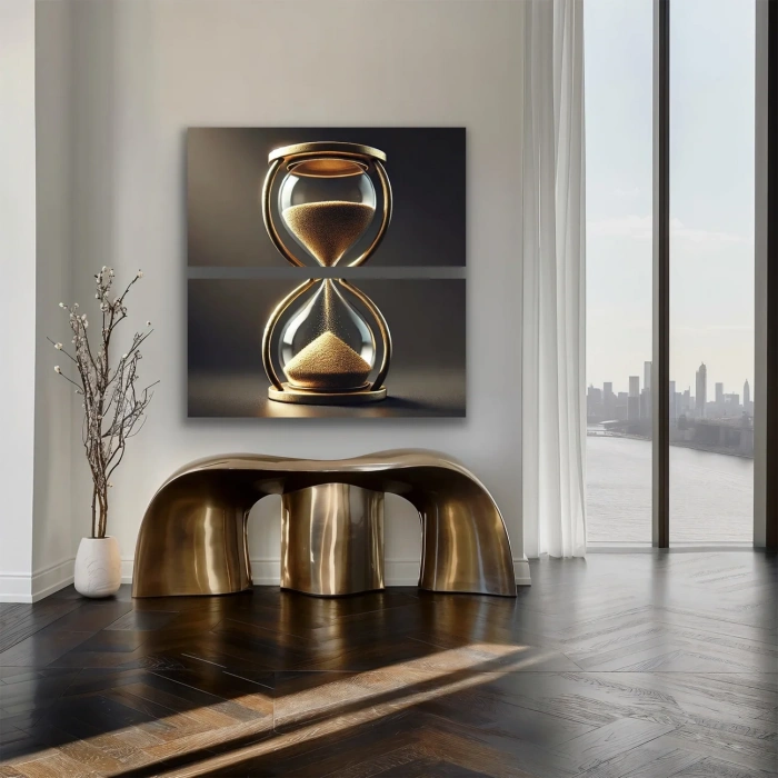 2li Kum Saati Kanvas Tablo 60x120cm x2