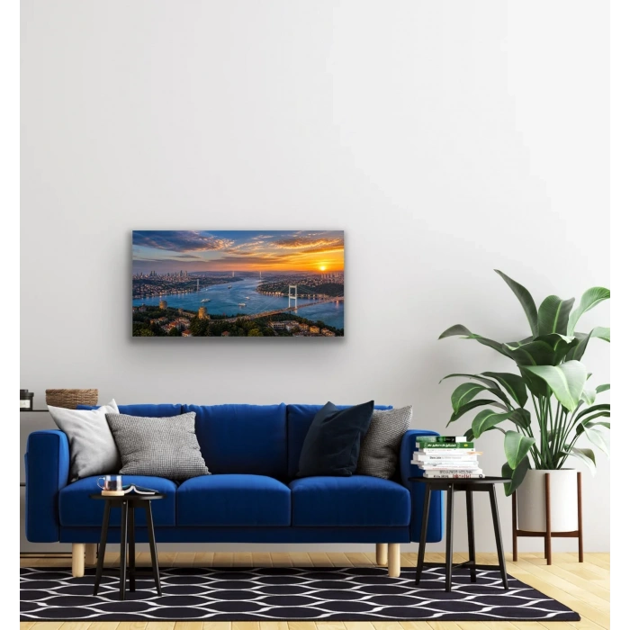 3 Boğaz Manzaralı İstanbul Kanvas Tablo 40X80 CM