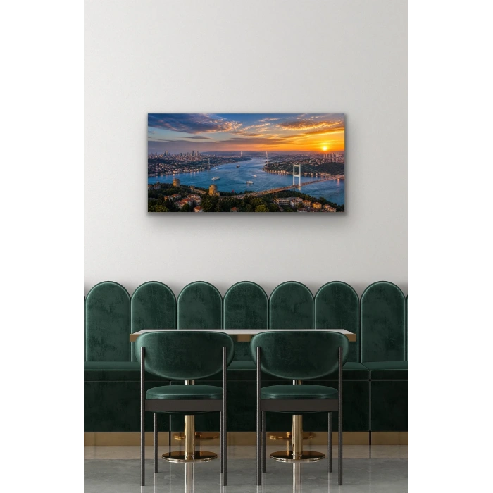3 Boğaz Manzaralı İstanbul Kanvas Tablo 40X80 CM