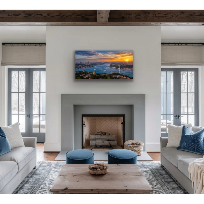 3 Boğaz Manzaralı İstanbul Kanvas Tablo 40X80 CM
