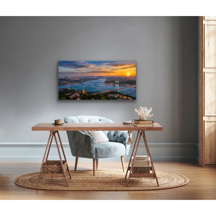 3 Boğaz Manzaralı İstanbul Kanvas Tablo 40X80 CM