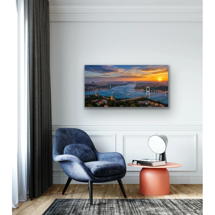 3 Boğaz Manzaralı İstanbul Kanvas Tablo 60X120 CM