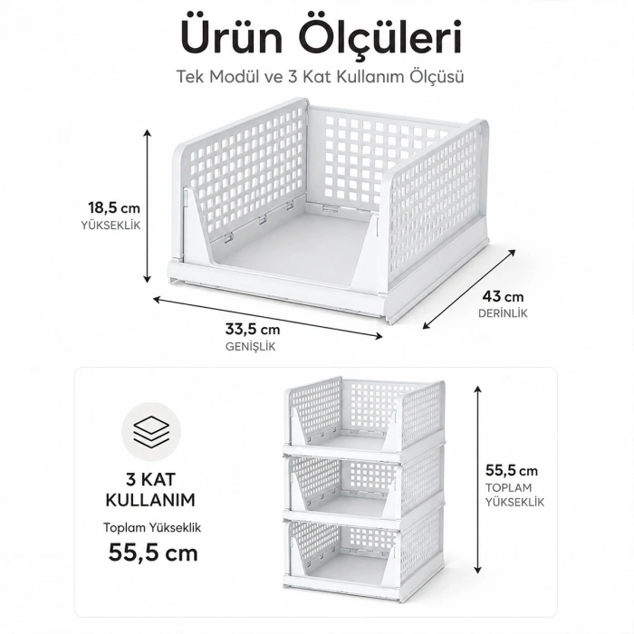 3 Katlı Portatif Kayar Raf Organizer - Çok Amaçlı