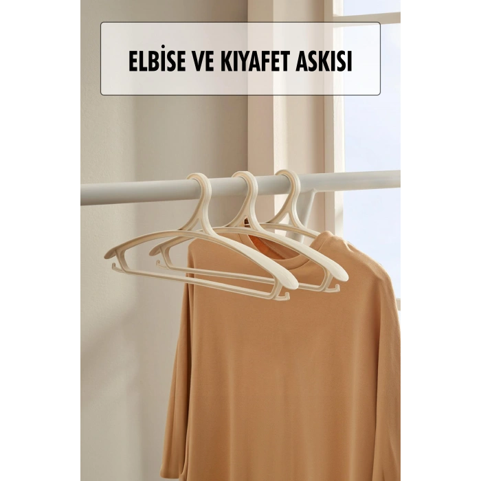 3 Lü Geniş Kıyafet Ve Elbise Askısı Beyaz 43 Cm ASKI