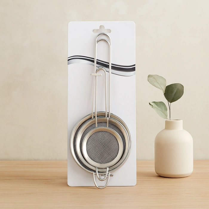 3lü Mini Tel Süzgeç Seti (5-7-8 cm) Metal Çerçeve